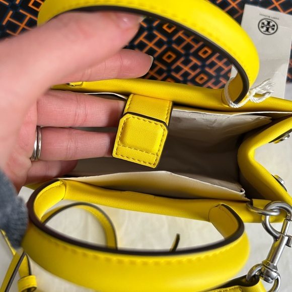 Tory Burch Mini Ella Bio Tote Bag Crossbody Bag Gorse Silver Yellow - Picture 7 of 13